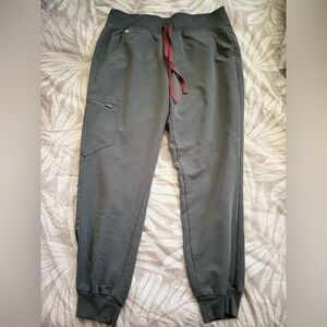 Figs gray Jogger Pants with Burgundy Drawstring